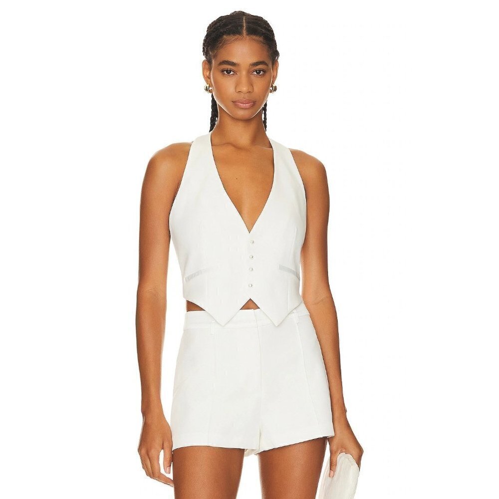 retrofete Florence Pearl Button Vest White Womens Size Large